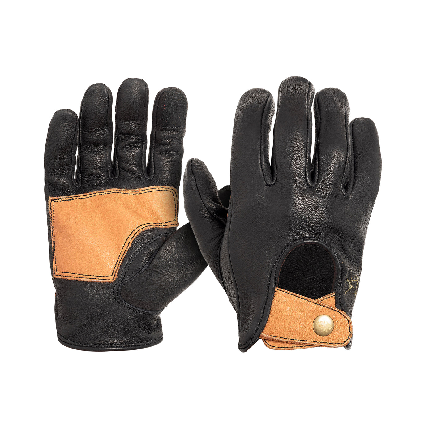 Dipped Leather Deer Glove: Lion Guard Driving Glove: Black/Brown