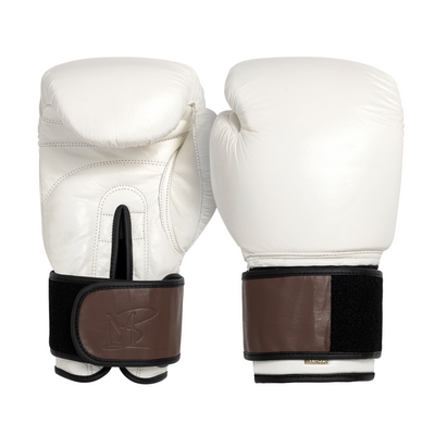 THE POP - Hook and Loop Buffalo Leather Boxing Glove - White