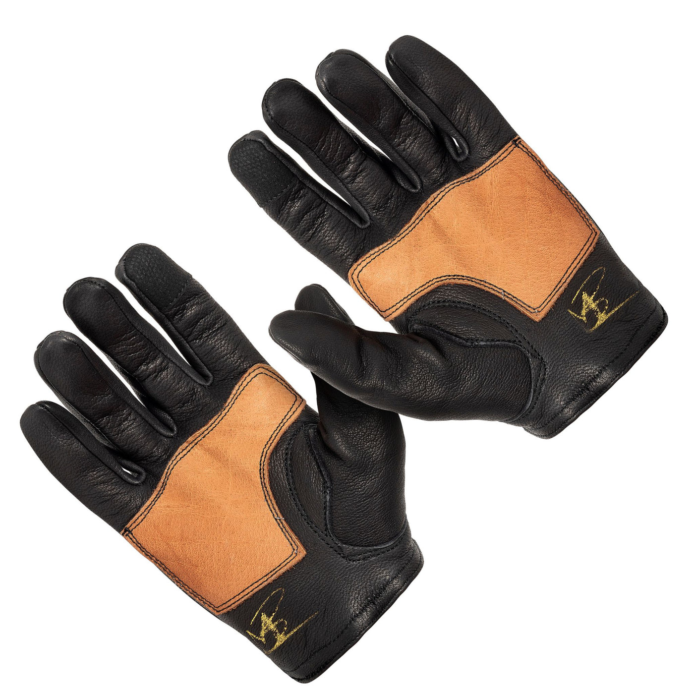 Dipped Deer Leather Glove: Easy Rider Motorcycle: Black/Brown