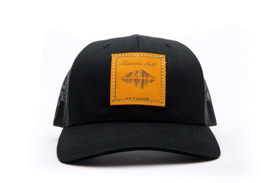Black Trucker Hat | Leather Patch