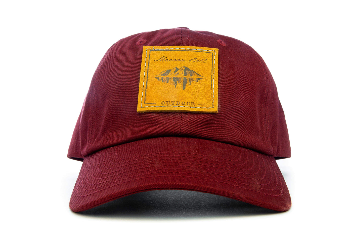 Urban Hiking Hat - Maroon with Leather Patch Hats Maroon Bell Outdoor 